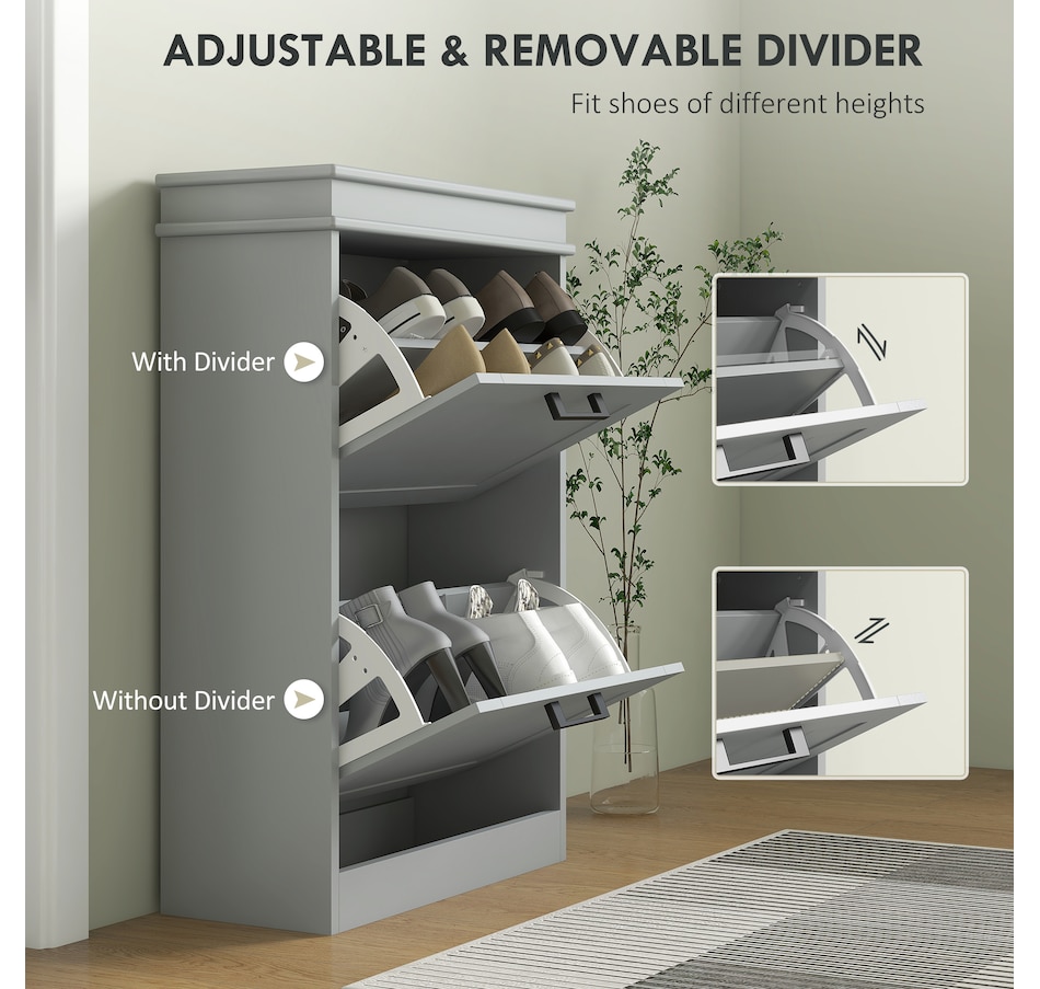 Image 929405_ALTMORE68.jpg, Product 929-405 / Price $99.99 - $139.99, HOMCOM Narrow Shoe Cabinet for Entryway with Flip Drawers Adjustable Shelf from HOMCOM on TSC.ca's Home & Garden department