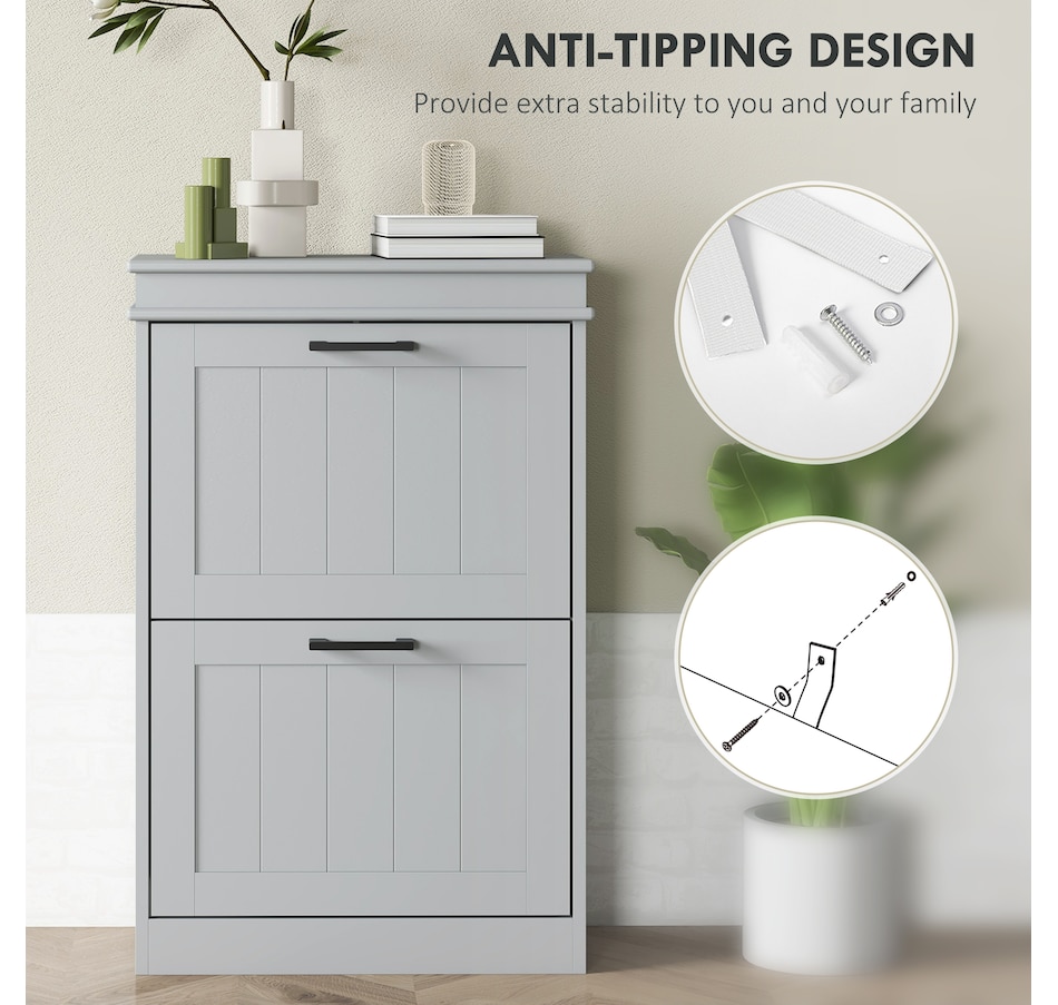 Image 929405_ALTMORE69.jpg, Product 929-405 / Price $99.99 - $139.99, HOMCOM Narrow Shoe Cabinet for Entryway with Flip Drawers Adjustable Shelf from HOMCOM on TSC.ca's Home & Garden department