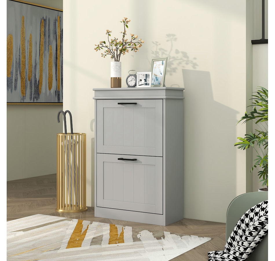 Image 929405_ALTMORE71.jpg, Product 929-405 / Price $99.99 - $139.99, HOMCOM Narrow Shoe Cabinet for Entryway with Flip Drawers Adjustable Shelf from HOMCOM on TSC.ca's Home & Garden department