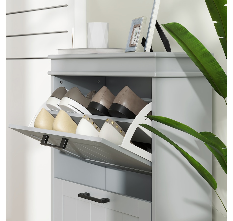 Image 929405_ALTMORE72.jpg, Product 929-405 / Price $99.99 - $139.99, HOMCOM Narrow Shoe Cabinet for Entryway with Flip Drawers Adjustable Shelf from HOMCOM on TSC.ca's Home & Garden department