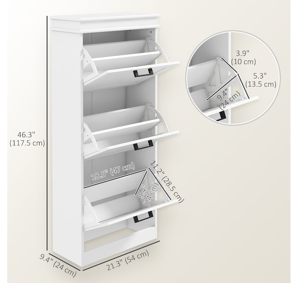 Image 929405_ALTMORE74.jpg, Product 929-405 / Price $99.99 - $139.99, HOMCOM Narrow Shoe Cabinet for Entryway with Flip Drawers Adjustable Shelf from HOMCOM on TSC.ca's Home & Garden department