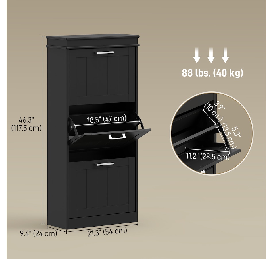 Image 929405_ALTMORE83.jpg, Product 929-405 / Price $99.99 - $139.99, HOMCOM Narrow Shoe Cabinet for Entryway with Flip Drawers Adjustable Shelf from HOMCOM on TSC.ca's Home & Garden department