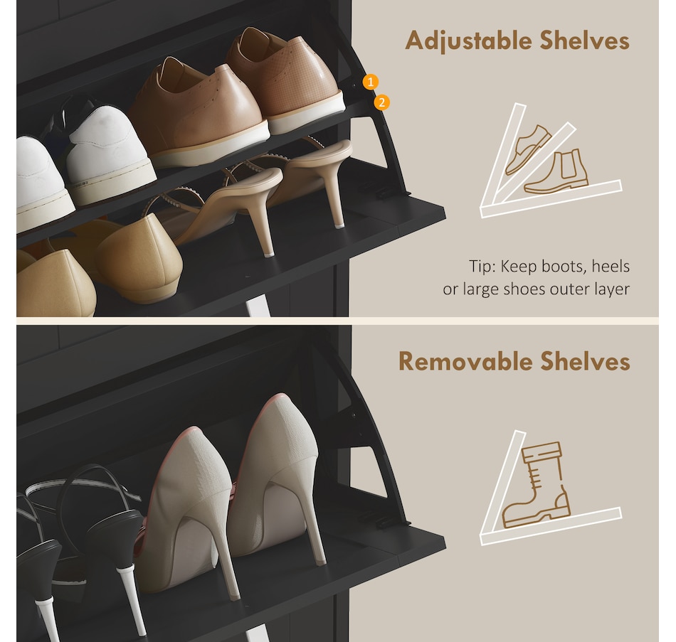 Image 929405_ALTMORE85.jpg, Product 929-405 / Price $99.99 - $139.99, HOMCOM Narrow Shoe Cabinet for Entryway with Flip Drawers Adjustable Shelf from HOMCOM on TSC.ca's Home & Garden department