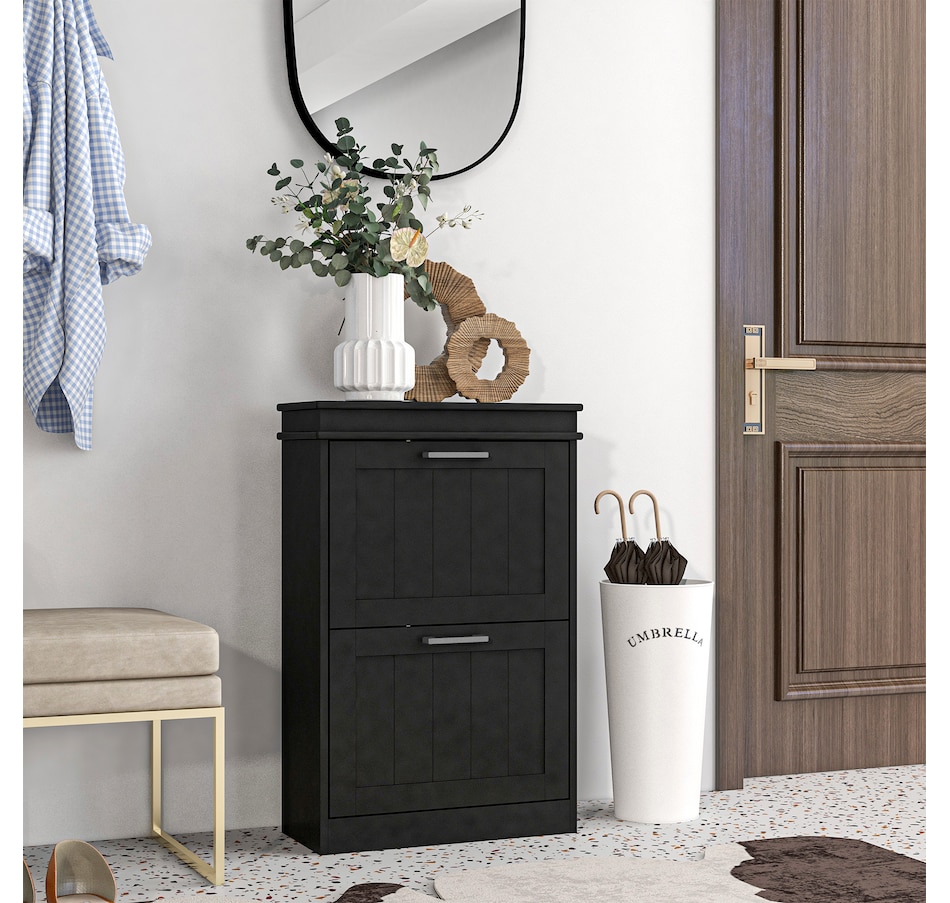 Image 929405_ALTMORE9.jpg, Product 929-405 / Price $99.99 - $139.99, HOMCOM Narrow Shoe Cabinet for Entryway with Flip Drawers Adjustable Shelf from HOMCOM on TSC.ca's Home & Garden department