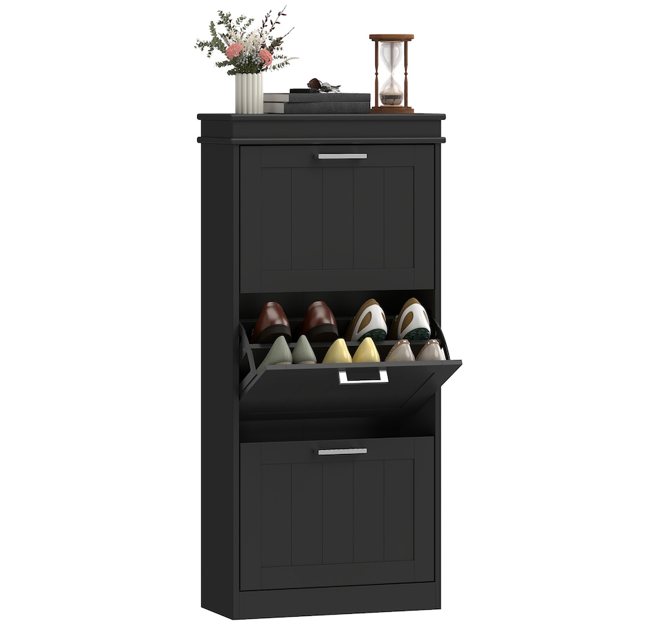 Image 929405_ST01.jpg, Product 929-405 / Price $99.99 - $139.99, HOMCOM Narrow Shoe Cabinet for Entryway with Flip Drawers Adjustable Shelf from HOMCOM on TSC.ca's Home & Garden department
