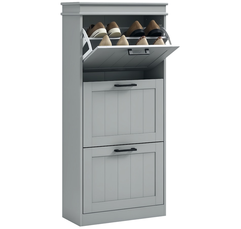 Image 929405_ST02.png, Product 929-405 / Price $99.99 - $139.99, HOMCOM Narrow Shoe Cabinet for Entryway with Flip Drawers Adjustable Shelf from HOMCOM on TSC.ca's Home & Garden department