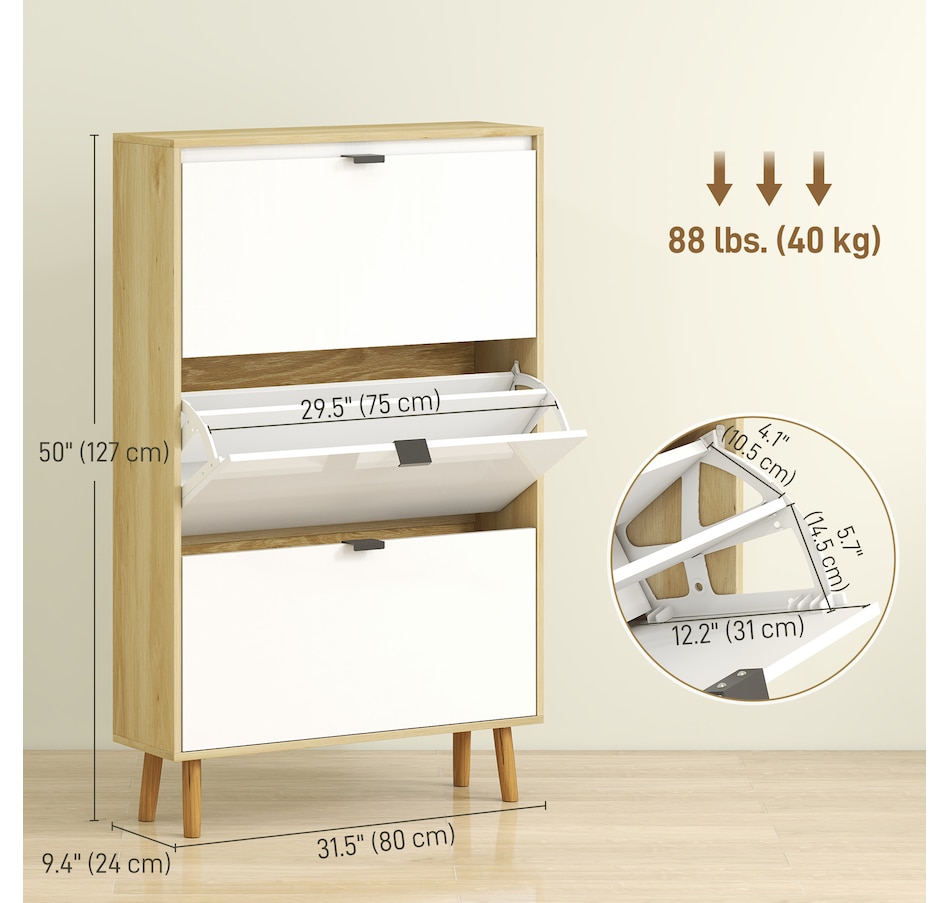 Image 929410_ALTMORE27.jpg, Product 929-410 / Price $129.99 - $169.99, HOMCOM Narrow Shoe Cabinet, Shoe Storage Cabinet, White from HOMCOM on TSC.ca's Home & Garden department