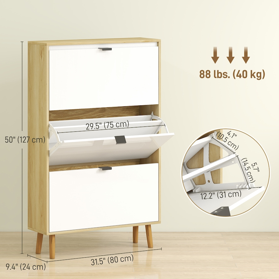 Image 929410_ALTMORE27.jpg, Product 929-410 / Price $129.99 - $169.99, HOMCOM Narrow Shoe Cabinet, Shoe Storage Cabinet, White from HOMCOM on TSC.ca's Home & Garden department