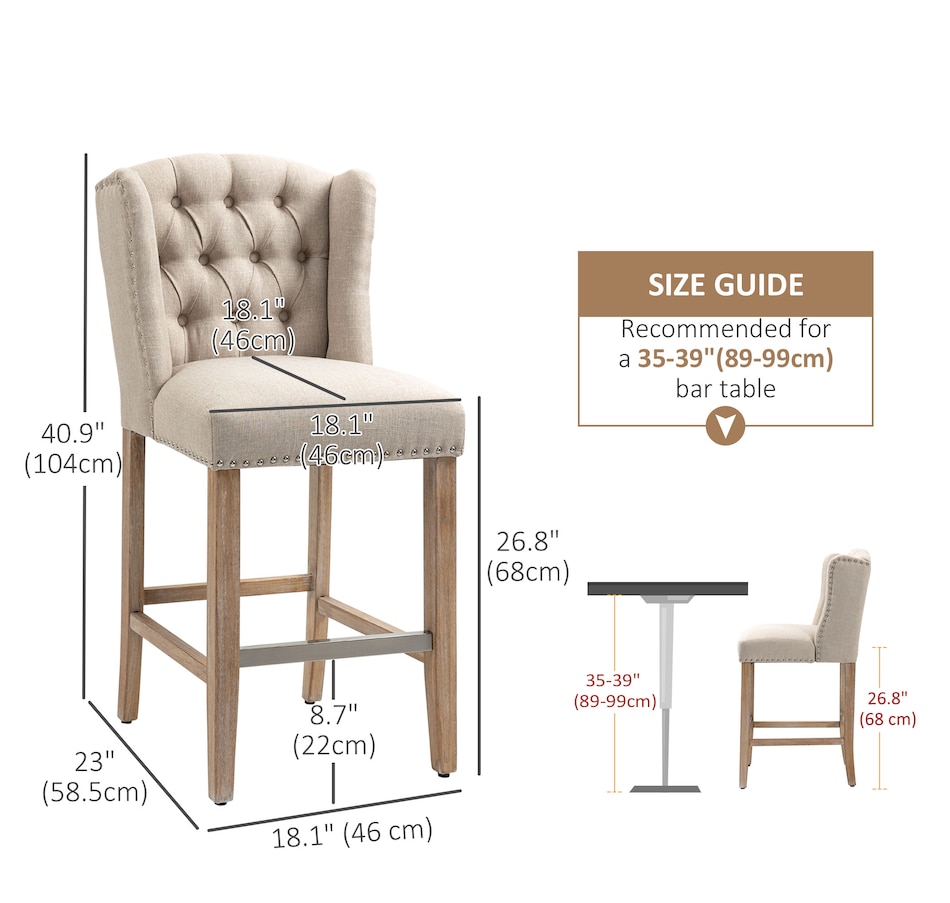 Image 929419_ALTMORE10.jpg, Product 929-419 / Price $254.99 - $359.99, HOMCOM Counter Height Bar Stools Set of 2, Upholstered Bar Chairs from HOMCOM on TSC.ca's Home & Garden department