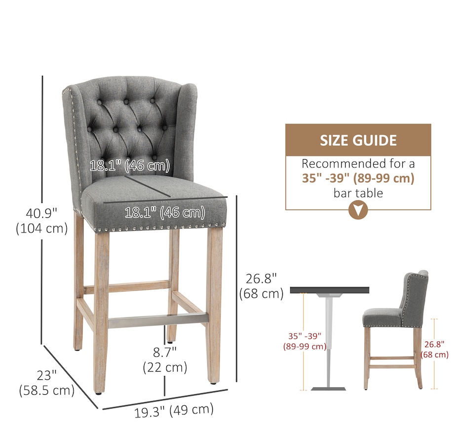 Image 929419_ALTMORE17.jpg, Product 929-419 / Price $254.99 - $359.99, HOMCOM Counter Height Bar Stools Set of 2, Upholstered Bar Chairs from HOMCOM on TSC.ca's Home & Garden department
