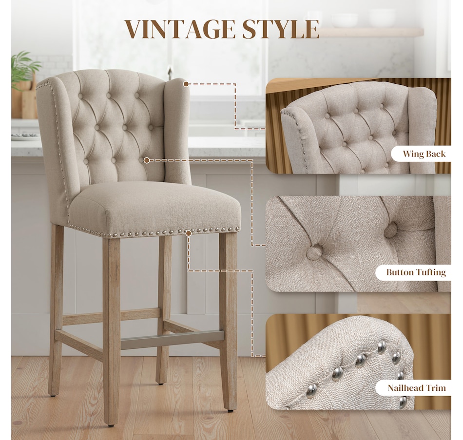 Image 929419_ALTMORE25.jpg, Product 929-419 / Price $254.99 - $359.99, HOMCOM Counter Height Bar Stools Set of 2, Upholstered Bar Chairs from HOMCOM on TSC.ca's Home & Garden department