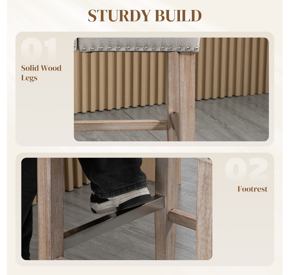 Image 929419_ALTMORE26.jpg, Product 929-419 / Price $254.99 - $359.99, HOMCOM Counter Height Bar Stools Set of 2, Upholstered Bar Chairs from HOMCOM on TSC.ca's Home & Garden department