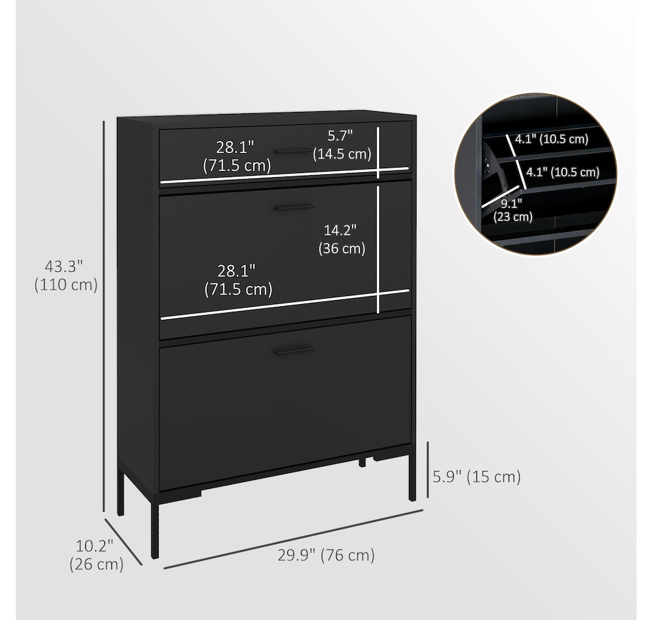 Image 929425_ALTMORE10.jpg, Product 929-425 / Price $139.99 - $159.99, HOMCOM 12 Pair Shoe Storage Cabinet with 2 Flip Doors and Drawer for Hallway from HOMCOM on TSC.ca's Home & Garden department