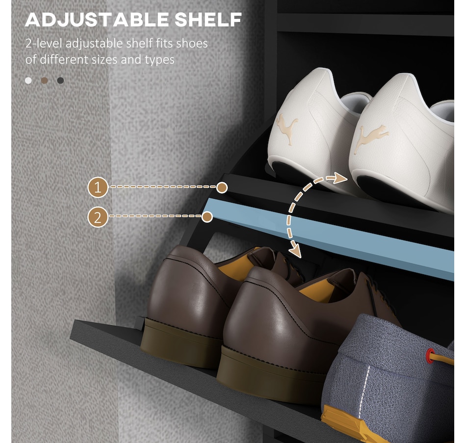 Image 929425_ALTMORE12.jpg, Product 929-425 / Price $139.99 - $159.99, HOMCOM 12 Pair Shoe Storage Cabinet with 2 Flip Doors and Drawer for Hallway from HOMCOM on TSC.ca's Home & Garden department