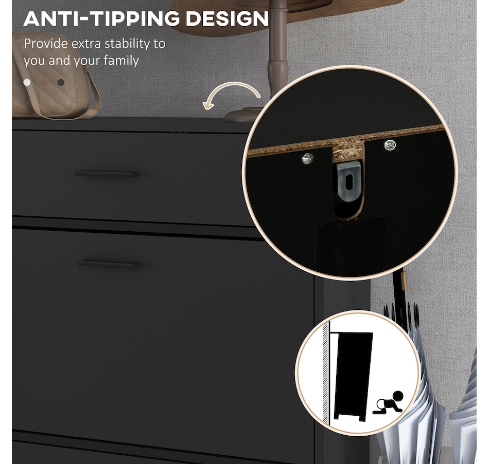 Image 929425_ALTMORE13.jpg, Product 929-425 / Price $139.99 - $159.99, HOMCOM 12 Pair Shoe Storage Cabinet with 2 Flip Doors and Drawer for Hallway from HOMCOM on TSC.ca's Home & Garden department
