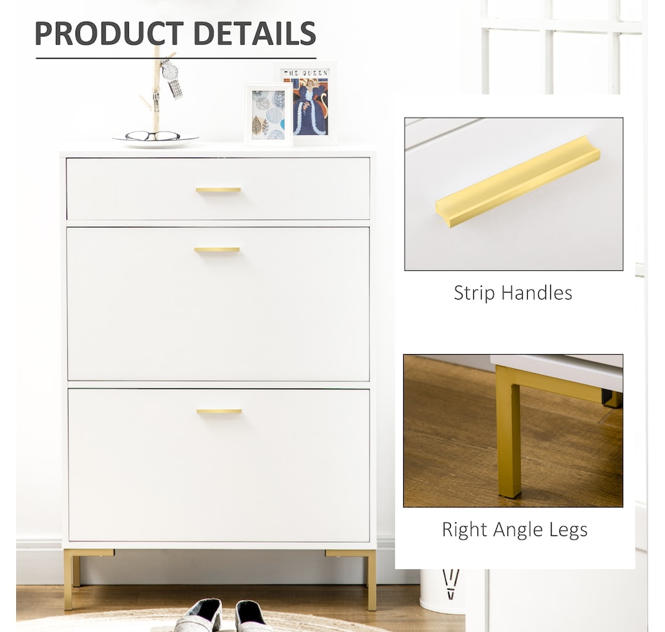 Image 929425_ALTMORE6.jpg, Product 929-425 / Price $139.99 - $159.99, HOMCOM 12 Pair Shoe Storage Cabinet with 2 Flip Doors and Drawer for Hallway from HOMCOM on TSC.ca's Home & Garden department