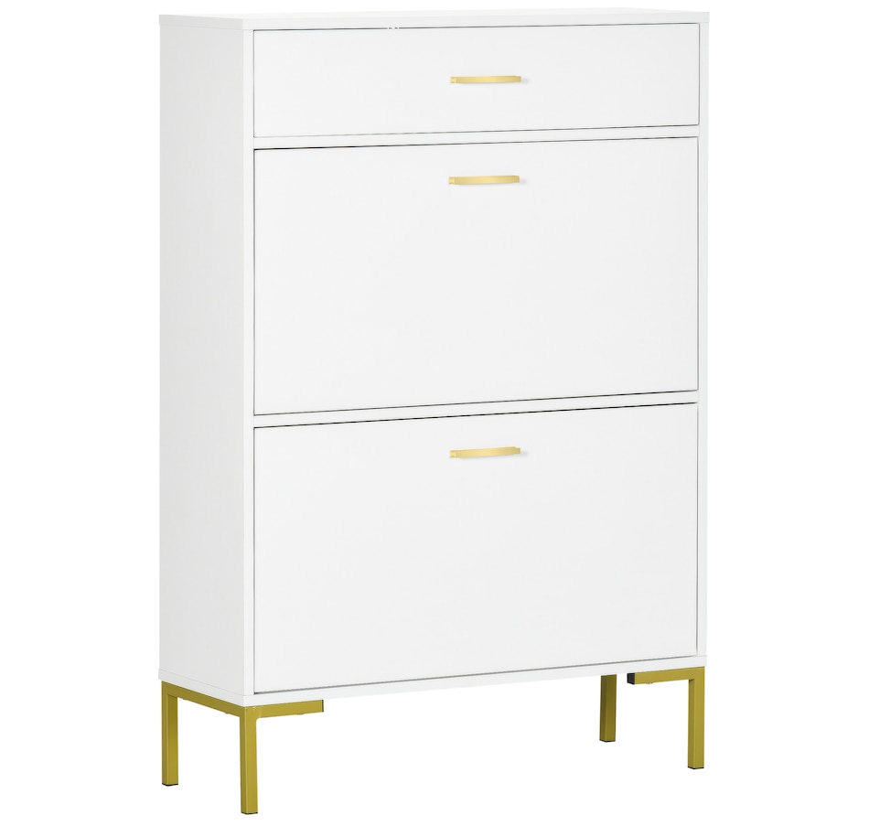 Image 929425_ST01.jpg, Product 929-425 / Price $139.99 - $159.99, HOMCOM 12 Pair Shoe Storage Cabinet with 2 Flip Doors and Drawer for Hallway from HOMCOM on TSC.ca's Home & Garden department