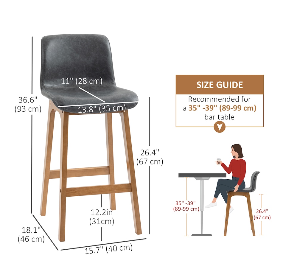 Image 929428_ALTMORE10.jpg, Product 929-428 / Price $172.99, HOMCOM Modern Wood Bar Chairs Kitchen Cafe Stools Dining Barstool from HOMCOM on TSC.ca's Home & Garden department