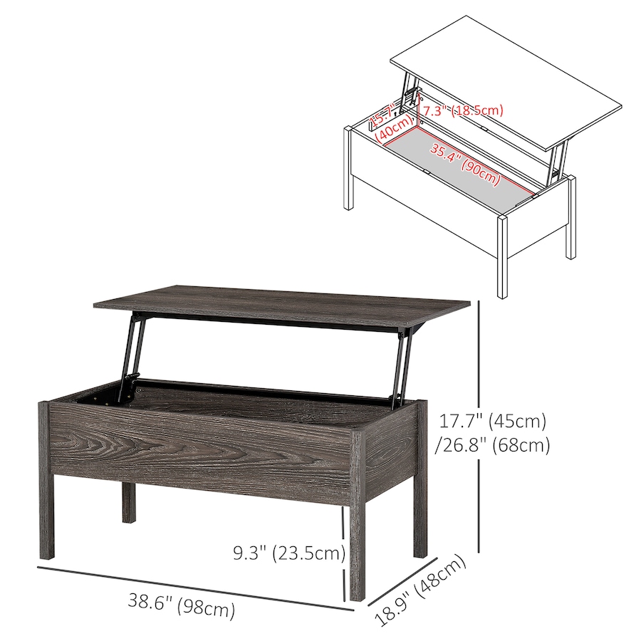 Image 929429_ALTMORE18.jpg, Product 929-429 / Price $114.99 - $124.99, HOMCOM Modern Lift Top Coffee Table Desk With Hidden Storage Compartment from HOMCOM on TSC.ca's Home & Garden department