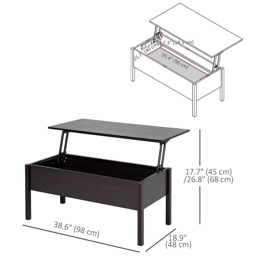 Image 929429_ALTMORE2.jpg, Product 929-429 / Price $114.99 - $124.99, HOMCOM Modern Lift Top Coffee Table Desk With Hidden Storage Compartment from HOMCOM on TSC.ca's Home & Garden department