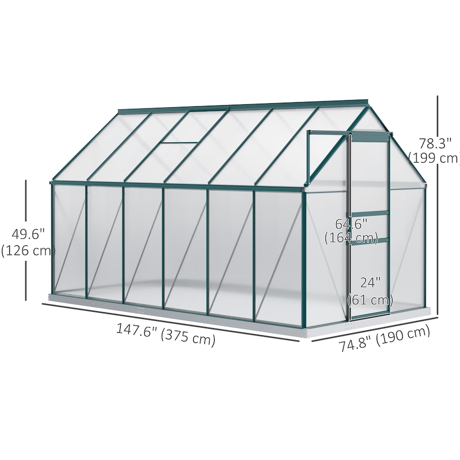 Image 929452_ALTMORE2.jpg, Product 929-452 / Price $569.99, Outsunny 6' x 12' x 6.5' Polycarbonate Greenhouse Walk-in Green House from Outsunny on TSC.ca's Home & Garden department