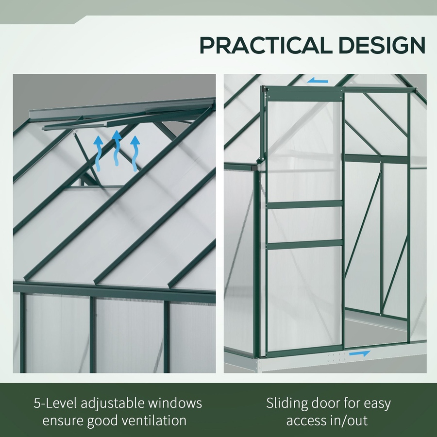 Image 929452_ALTMORE3.jpg, Product 929-452 / Price $569.99, Outsunny 6' x 12' x 6.5' Polycarbonate Greenhouse Walk-in Green House from Outsunny on TSC.ca's Home & Garden department