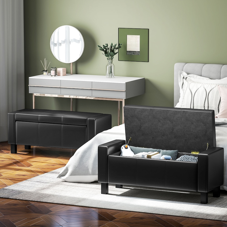 Image 929458_ALTMORE6.jpg, Product 929-458 / Price $164.99, 42” Deluxe Faux Leather Padded Storage Ottoman Bench Foot Stool Seat Chair from HOMCOM on TSC.ca's Home & Garden department