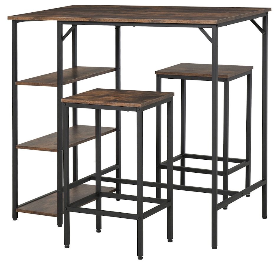 Image 929470.jpg, Product 929-470 / Price $154.99, HOMCOM 3 Pieces Bar Height Dining Table Set with Storage Shelf & 2 Stools from HOMCOM on TSC.ca's Home & Garden department