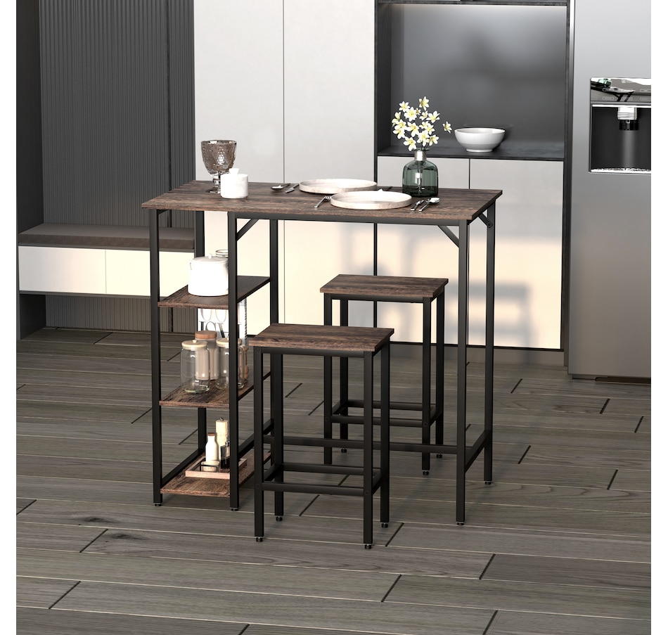 Image 929470_ALTMORE1.jpg, Product 929-470 / Price $154.99, HOMCOM 3 Pieces Bar Height Dining Table Set with Storage Shelf & 2 Stools from HOMCOM on TSC.ca's Home & Garden department