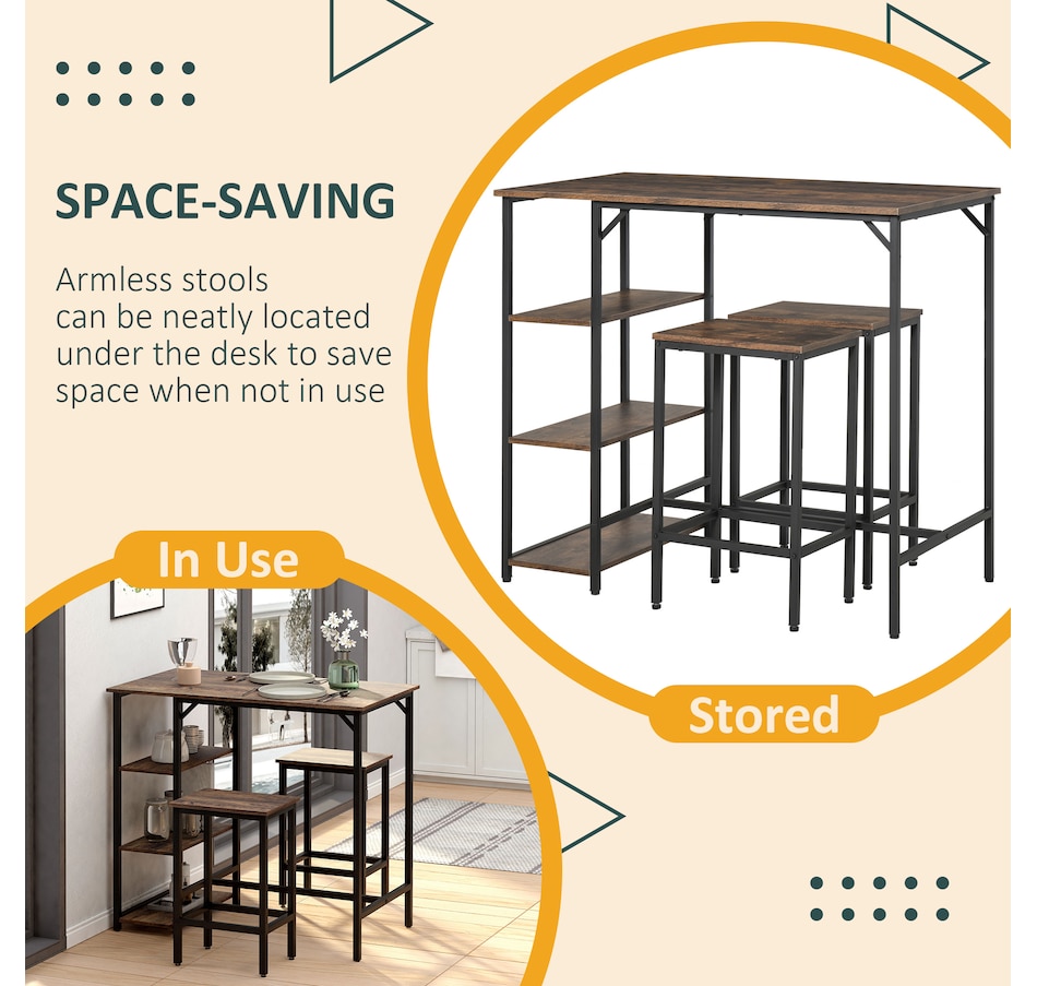 Image 929470_ALTMORE3.jpg, Product 929-470 / Price $154.99, HOMCOM 3 Pieces Bar Height Dining Table Set with Storage Shelf & 2 Stools from HOMCOM on TSC.ca's Home & Garden department