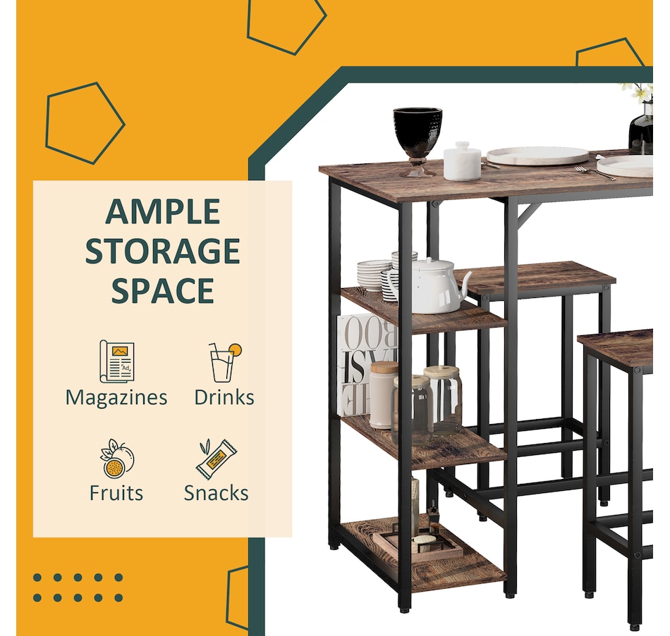 Image 929470_ALTMORE6.jpg, Product 929-470 / Price $154.99, HOMCOM 3 Pieces Bar Height Dining Table Set with Storage Shelf & 2 Stools from HOMCOM on TSC.ca's Home & Garden department