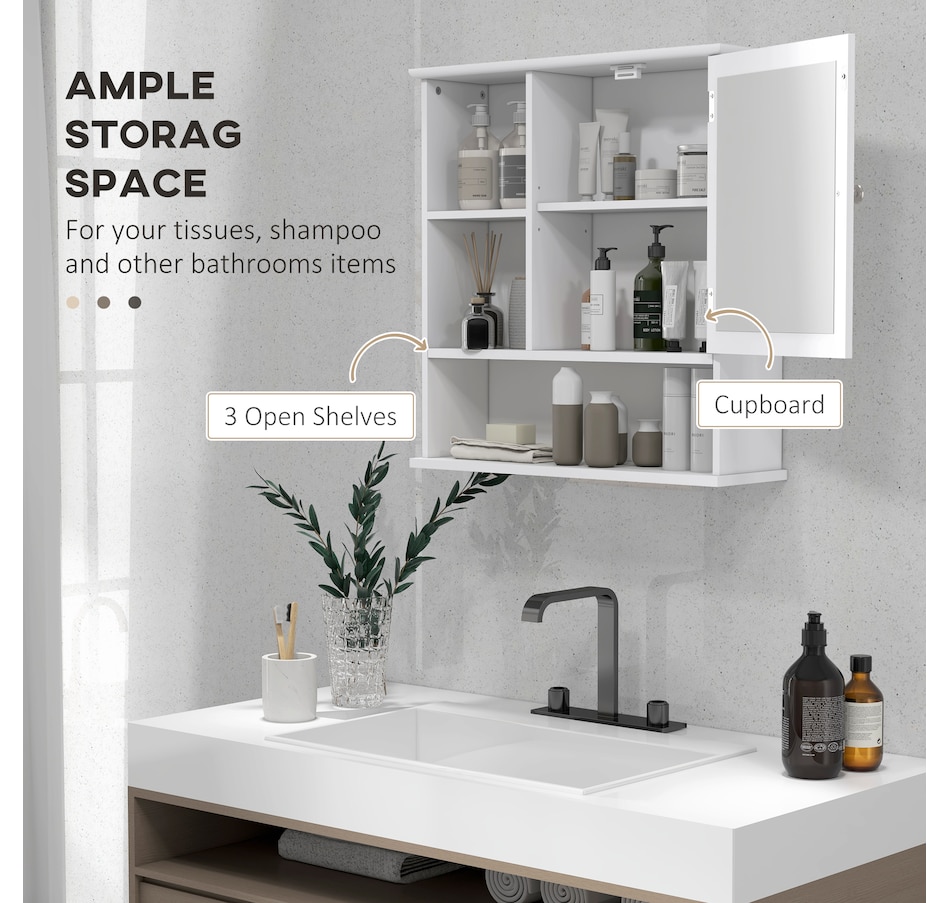 Image 929490_ALTMORE4.jpg, Product 929-490 / Price $79.99, kleankin Wall Mounted Bathroom Mirror Cabinet with Door Adjustable Shelf from Kleankin on TSC.ca's Home & Garden department