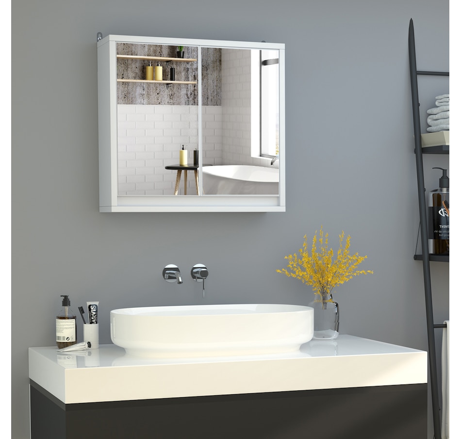 Image 929491_ALTMORE1.jpg, Product 929-491 / Price $66.99, HOMCOM Bathroom Medicine Cabinet, Wall Mounted Mirror Cabinet, White from HOMCOM on TSC.ca's Home & Garden department
