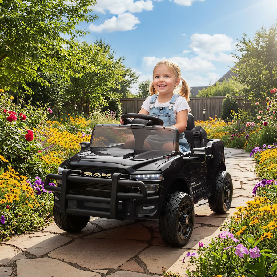 Image 929501_ALTMORE1.jpg, Product 929-501 / Price $229.99, Qaba 12V Licensed Dodge RAM 3500 Electric Ride on Car for 3-5 Years, Black from Qaba on TSC.ca's Toys & Hobbies department