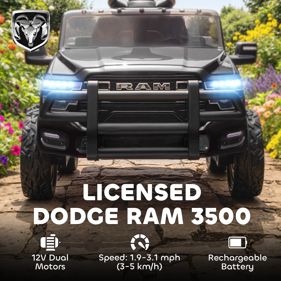 Image 929501_ALTMORE3.jpg, Product 929-501 / Price $229.99, Qaba 12V Licensed Dodge RAM 3500 Electric Ride on Car for 3-5 Years, Black from Qaba on TSC.ca's Toys & Hobbies department