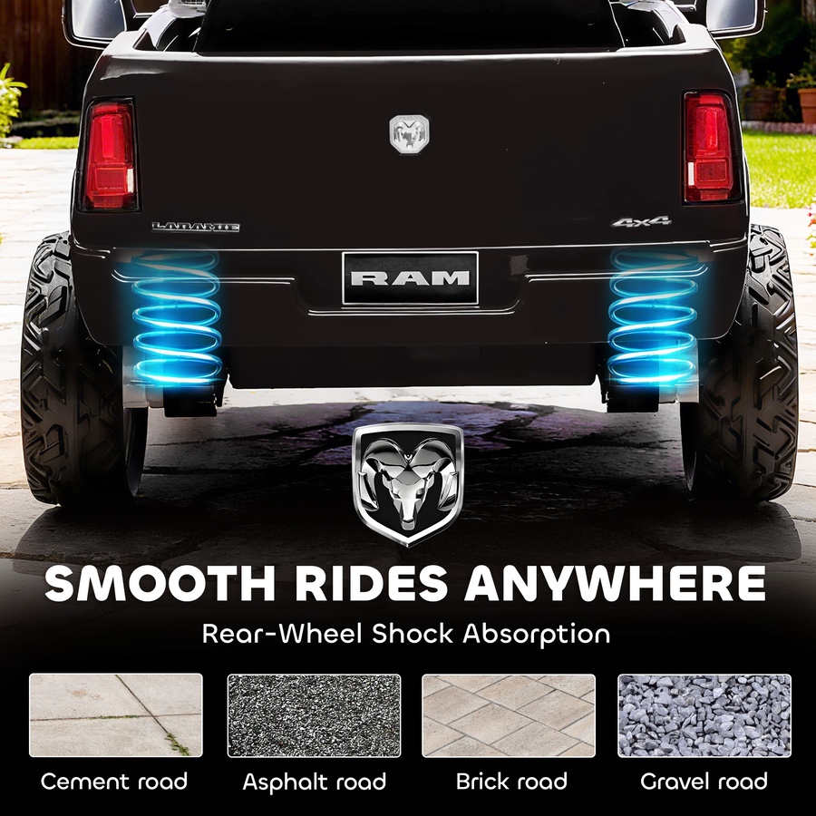 Image 929501_ALTMORE7.jpg, Product 929-501 / Price $229.99, Qaba 12V Licensed Dodge RAM 3500 Electric Ride on Car for 3-5 Years, Black from Qaba on TSC.ca's Toys & Hobbies department