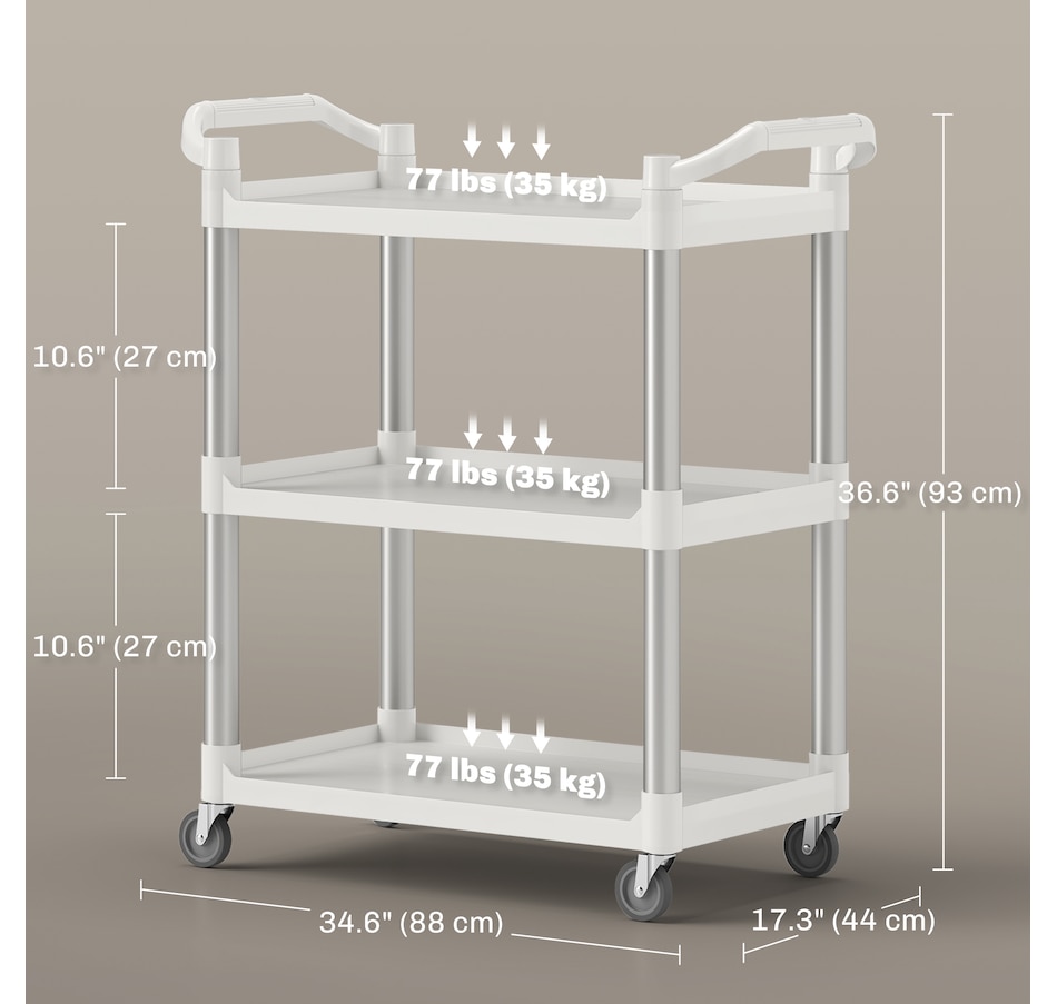 Image 929504_ALTMORE2.jpg, Product 929-504 / Price $124.99, HOMCOM Utility Cart on Wheels, 3-Tier Rolling Cart for Kitchen, White from HOMCOM on TSC.ca's Home & Garden department