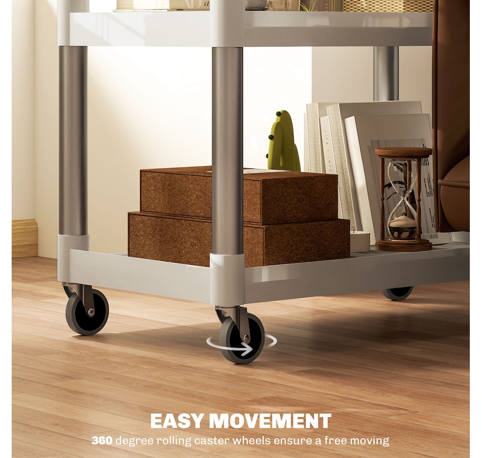 Image 929504_ALTMORE3.jpg, Product 929-504 / Price $124.99, HOMCOM Utility Cart on Wheels, 3-Tier Rolling Cart for Kitchen, White from HOMCOM on TSC.ca's Home & Garden department