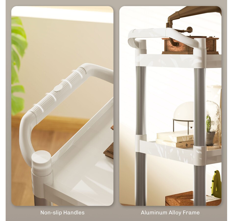 Image 929504_ALTMORE4.jpg, Product 929-504 / Price $124.99, HOMCOM Utility Cart on Wheels, 3-Tier Rolling Cart for Kitchen, White from HOMCOM on TSC.ca's Home & Garden department