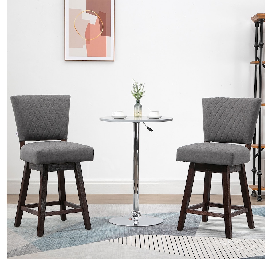 Image 929540_ALTMORE1.jpg, Product 929-540 / Price $309.99, HOMCOM Swivel Bar Stools Set of 2 with Rubber Wood Legs and Footrests from HOMCOM on TSC.ca's Home & Garden department