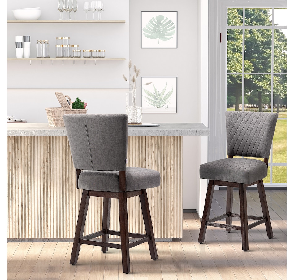Image 929540_ALTMORE8.jpg, Product 929-540 / Price $309.99, HOMCOM Swivel Bar Stools Set of 2 with Rubber Wood Legs and Footrests from HOMCOM on TSC.ca's Home & Garden department