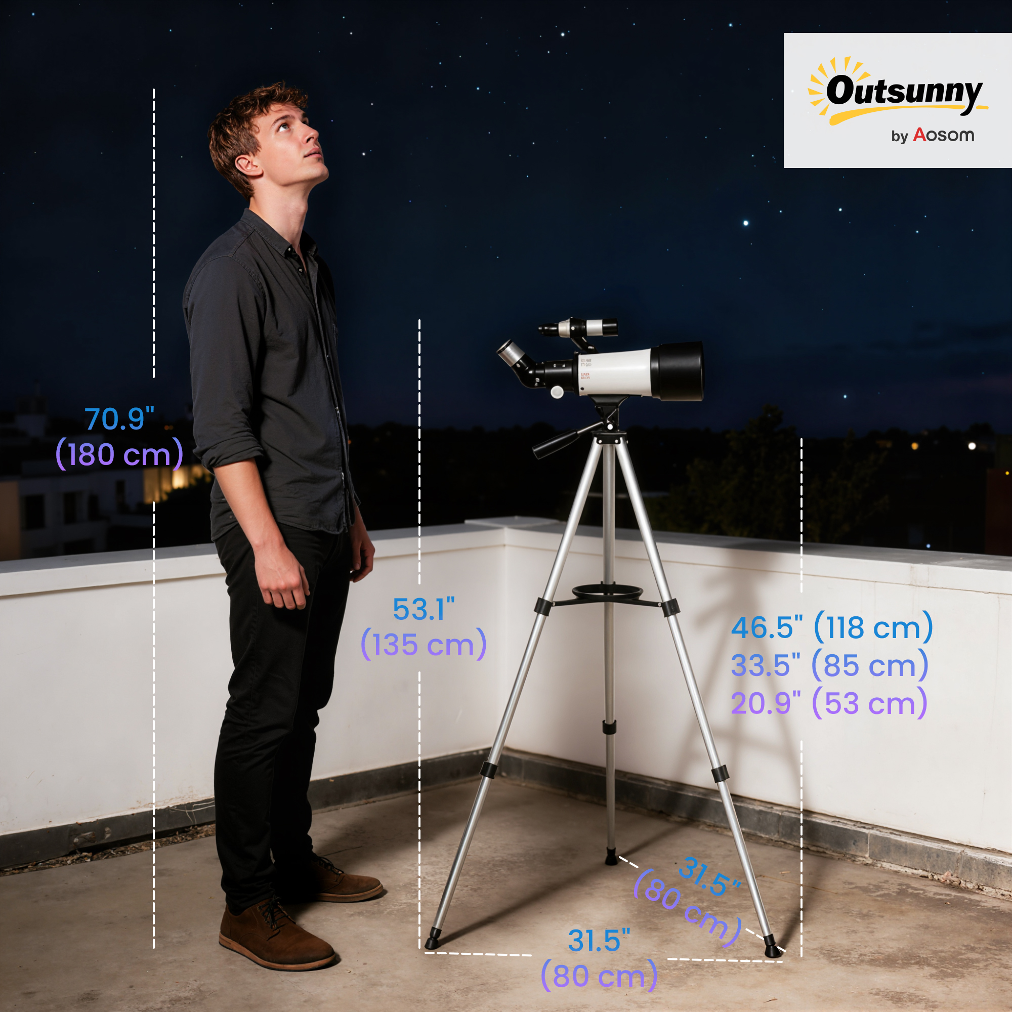 Outsunny Telescope for Adults, 70 mm Aperture 400 mm Refractor