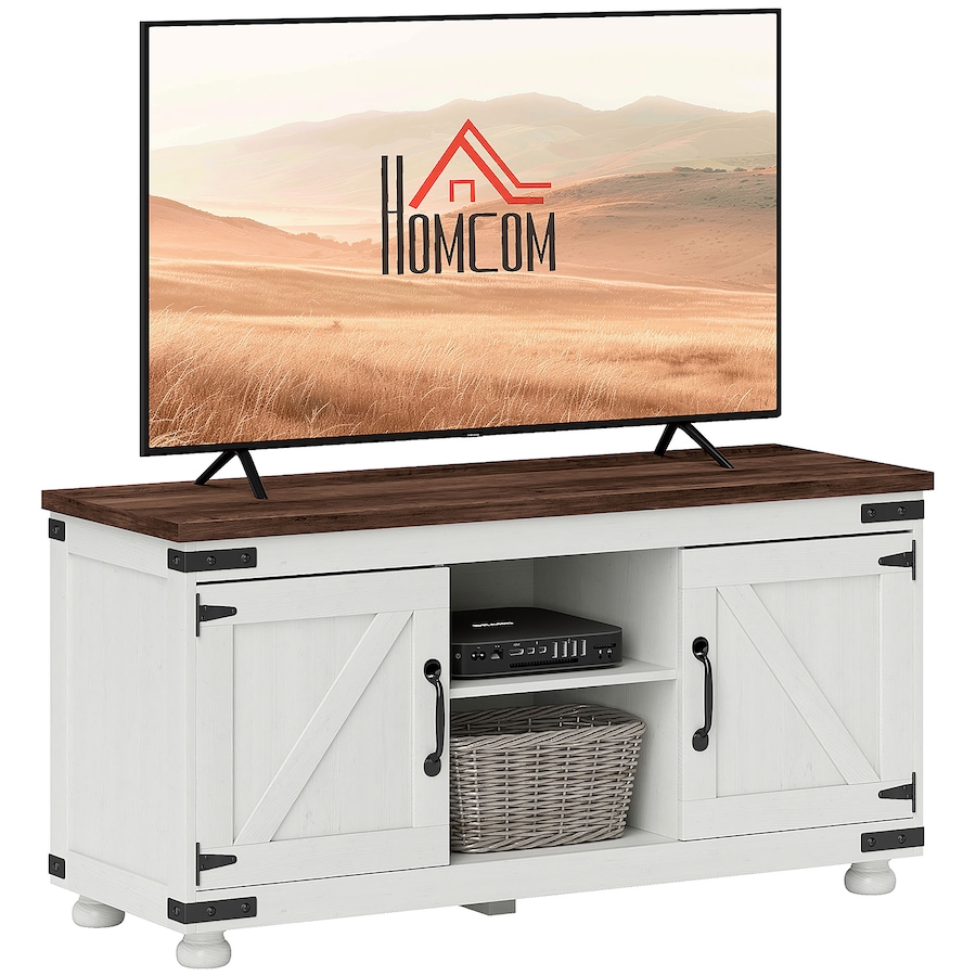Image 929560.jpg, Product 929-560 / Price $182.99, HOMCOM Farmhouse TV Stand for up to 50" TV with Barn Doors Distressed White from HOMCOM on TSC.ca's Home & Garden department