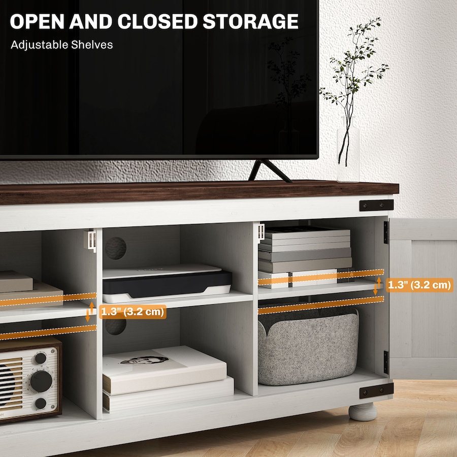 Image 929560_ALTMORE3.jpg, Product 929-560 / Price $182.99, HOMCOM Farmhouse TV Stand for up to 50" TV with Barn Doors Distressed White from HOMCOM on TSC.ca's Home & Garden department