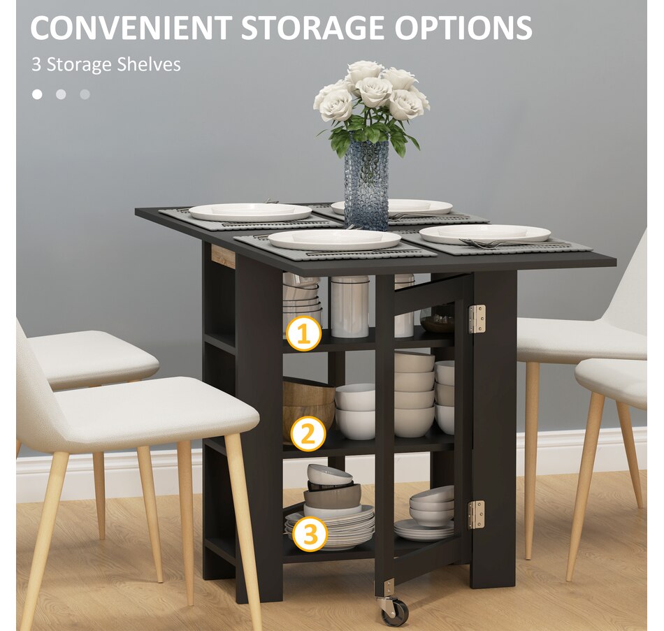 Image 929580_ALTMORE11.jpg, Product 929-580 / Price $139.99 - $144.99, HOMCOM Foldable Dining Table, Drop Leaf Table with Storage for Kitchen from HOMCOM on TSC.ca's Home & Garden department