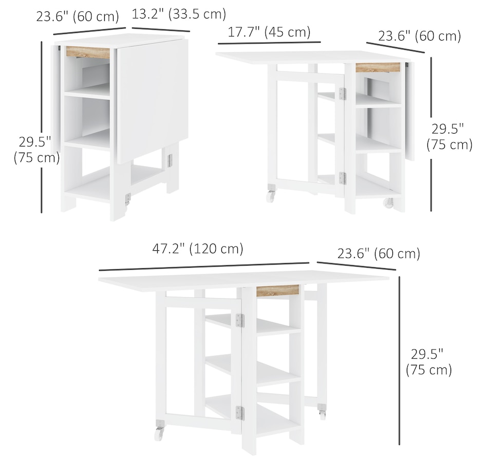 Image 929580_ALTMORE2.jpg, Product 929-580 / Price $139.99 - $144.99, HOMCOM Foldable Dining Table, Drop Leaf Table with Storage for Kitchen from HOMCOM on TSC.ca's Home & Garden department