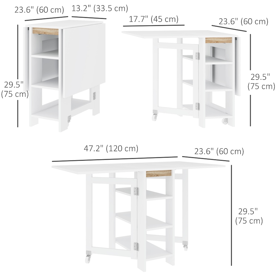 Image 929580_ALTMORE2.jpg, Product 929-580 / Price $129.99 - $144.99, HOMCOM Foldable Dining Table, Drop Leaf Table with Storage for Kitchen from HOMCOM on TSC.ca's Home & Garden department