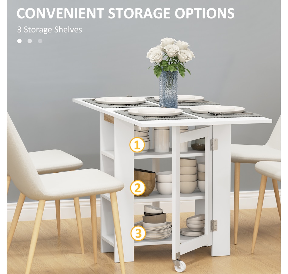 Image 929580_ALTMORE3.jpg, Product 929-580 / Price $139.99 - $144.99, HOMCOM Foldable Dining Table, Drop Leaf Table with Storage for Kitchen from HOMCOM on TSC.ca's Home & Garden department