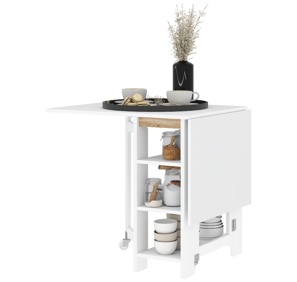 Image 929580_ST01.jpg, Product 929-580 / Price $139.99 - $144.99, HOMCOM Foldable Dining Table, Drop Leaf Table with Storage for Kitchen from HOMCOM on TSC.ca's Home & Garden department