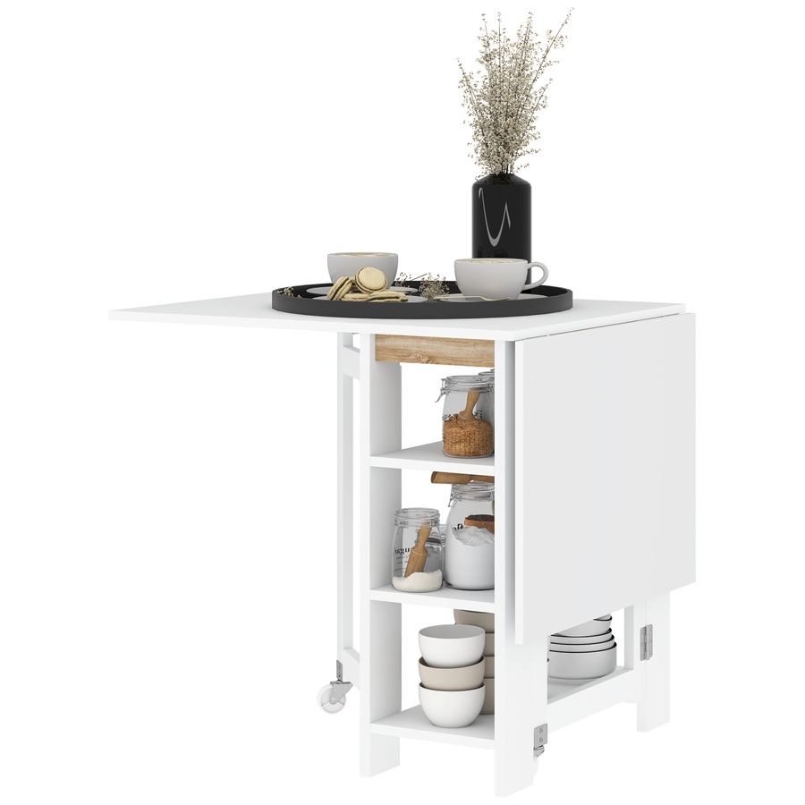 Image 929580_ST01.jpg, Product 929-580 / Price $129.99 - $144.99, HOMCOM Foldable Dining Table, Drop Leaf Table with Storage for Kitchen from HOMCOM on TSC.ca's Home & Garden department